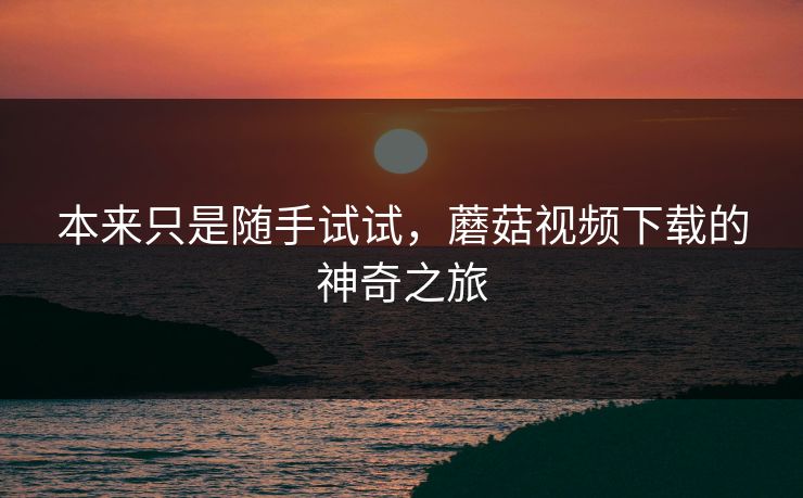 本来只是随手试试，蘑菇视频下载的神奇之旅  第1张