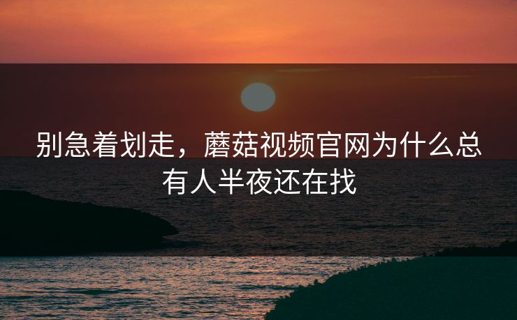 别急着划走，蘑菇视频官网为什么总有人半夜还在找  第1张