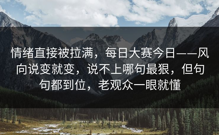 情绪直接被拉满，每日大赛今日——风向说变就变，说不上哪句最狠，但句句都到位，老观众一眼就懂  第1张