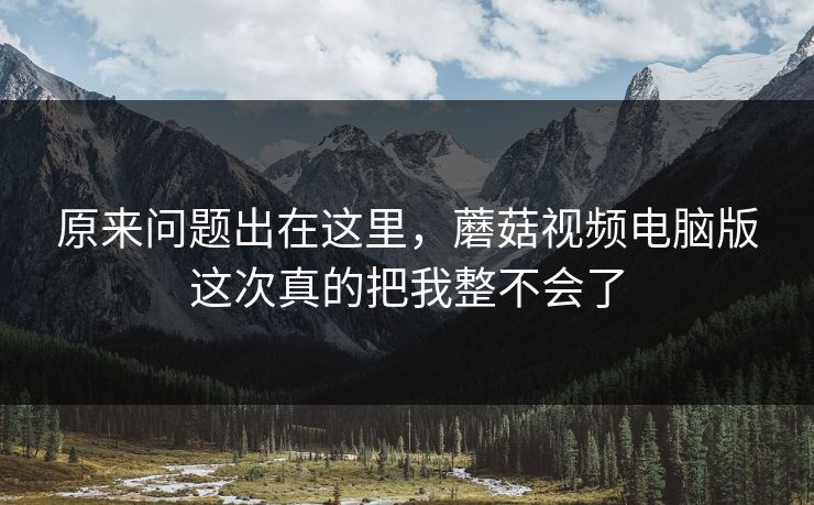 原来问题出在这里，蘑菇视频电脑版这次真的把我整不会了  第1张