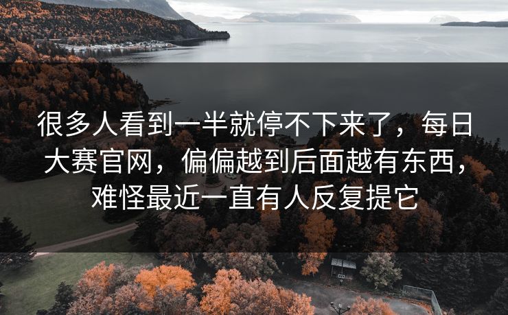 很多人看到一半就停不下来了,每日大赛官网,偏偏越到后面越有东西,难怪最近一直有人反复提它 第1张 很多人看到一半就停不下来了,每日大赛官网,偏偏越到后面越有东西,难怪最近一直有人反复提它 第1张