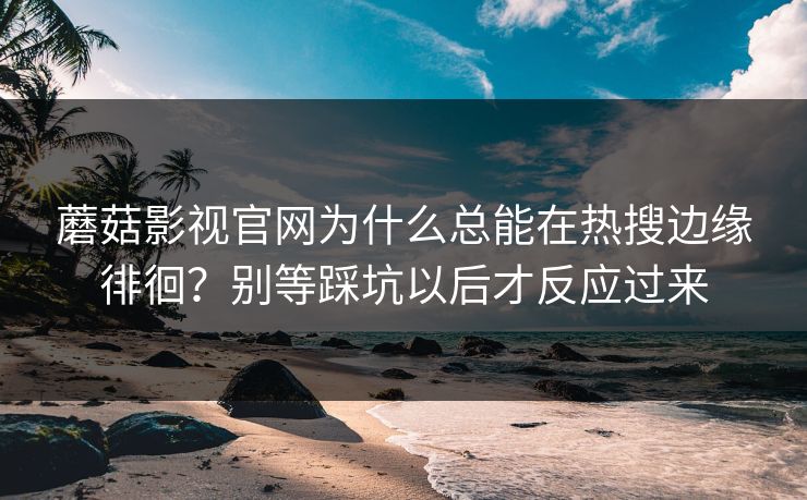 蘑菇影视官网为什么总能在热搜边缘徘徊？别等踩坑以后才反应过来  第1张