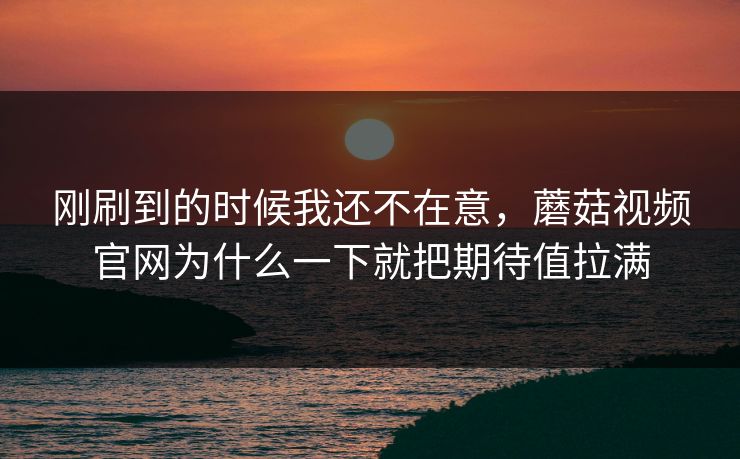 刚刷到的时候我还不在意,蘑菇视频官网为什么一下就把期待值拉满 第1张 刚刷到的时候我还不在意,蘑菇视频官网为什么一下就把期待值拉满 第1张