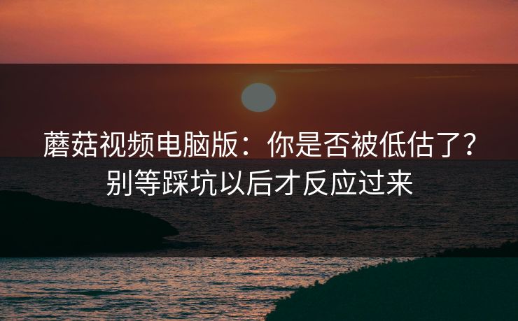 蘑菇视频电脑版:你是否被低估了?别等踩坑以后才反应过来 第1张 蘑菇视频电脑版:你是否被低估了?别等踩坑以后才反应过来 第1张